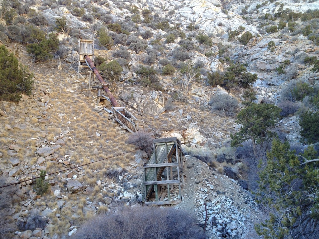 The mostly intact ore chute