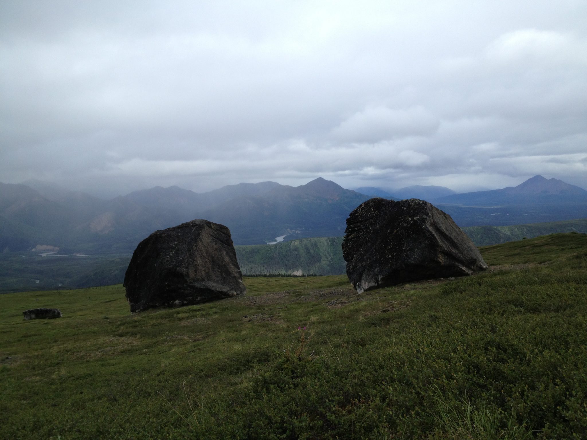 Two giant glacial erratics left from when there were glaciers on this hillside thousands of years ago