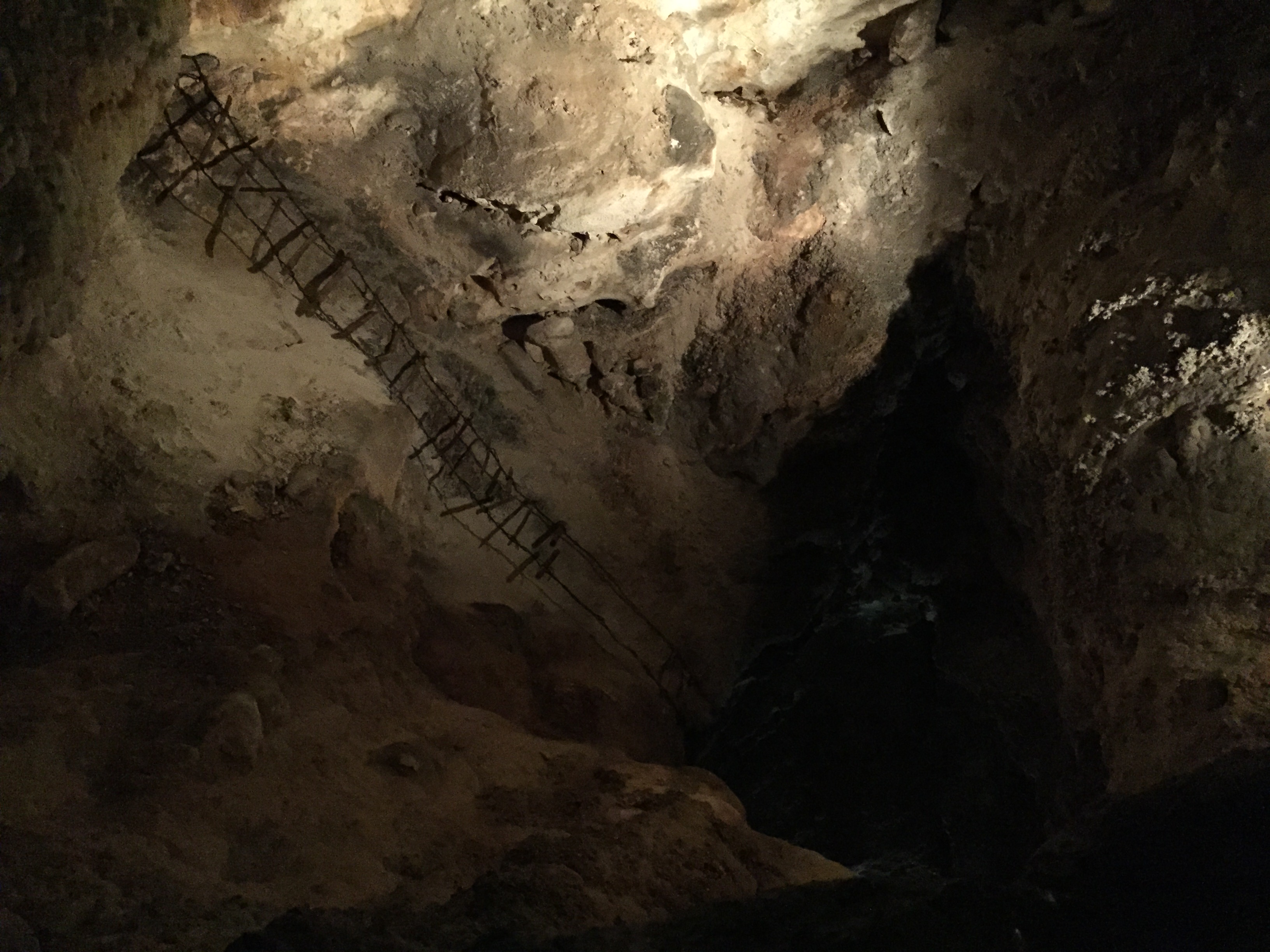 Some of the old cave exploration ladders are still visible but thankfully not used.