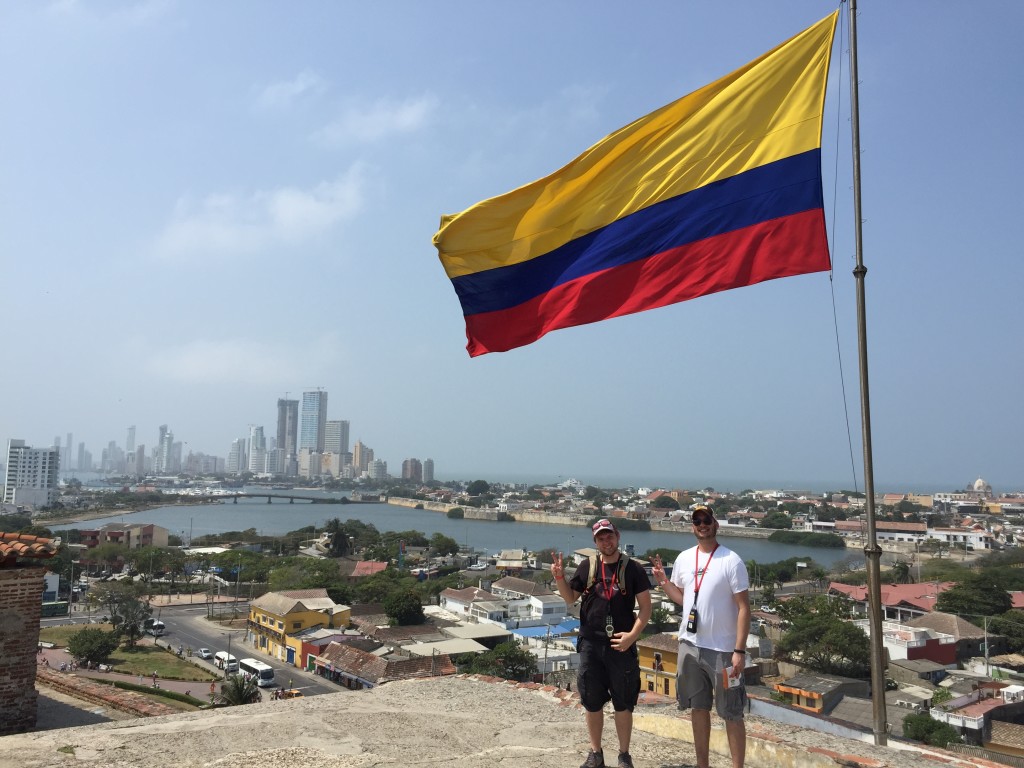Colombian flag overlooking Cartagena 